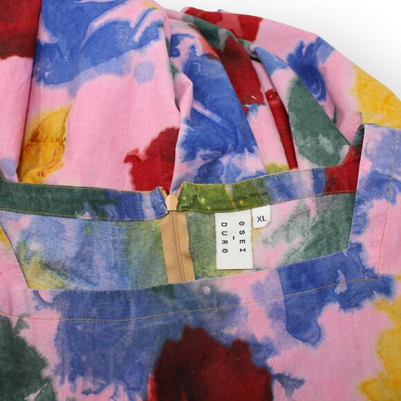 XL Osei-Duro Mutare Dress Elaine Batik Ghana DropWaist Bell Knee Multicolor - Picture 6 of 12